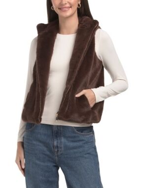 Christian Siriano Dark Brown Faux Fur Vest NWT Size XS Extra Small